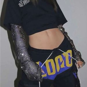 Rhinestone Decor Arm Sleeves